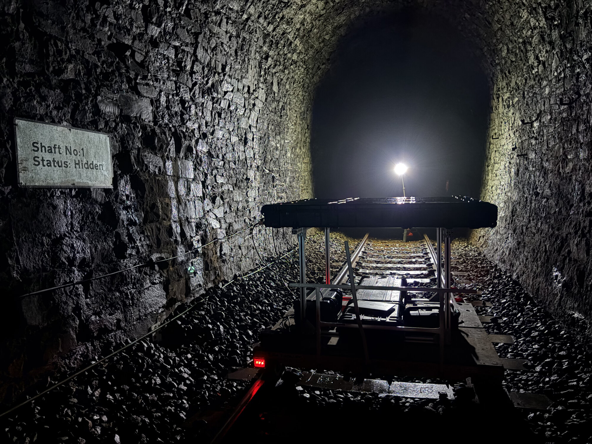 Geoptic's large area muon imaging system deployed inside Narberth Tunnel