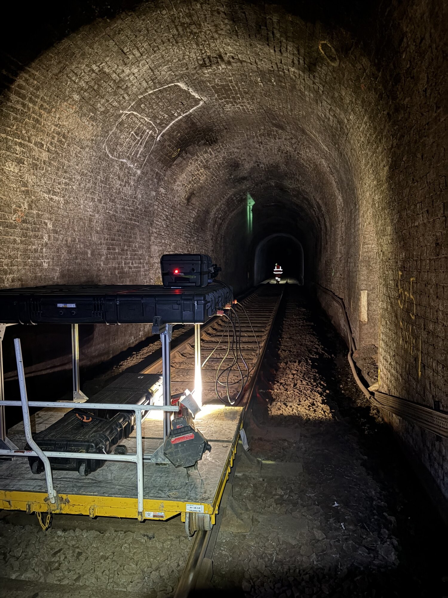 Geoptic's large area muon imaging system deployed inside Pen-y-bont Tunnel
